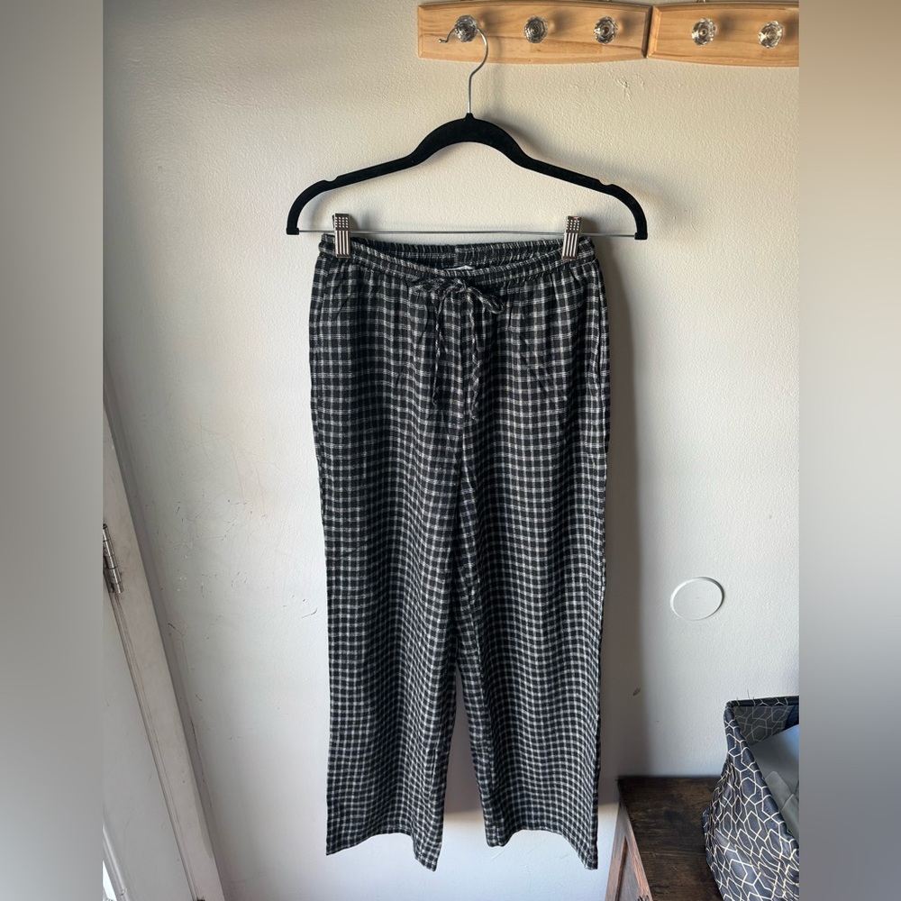 NWT Sunday Edition Plaid Wide Leg Pants - Black & White - Size S